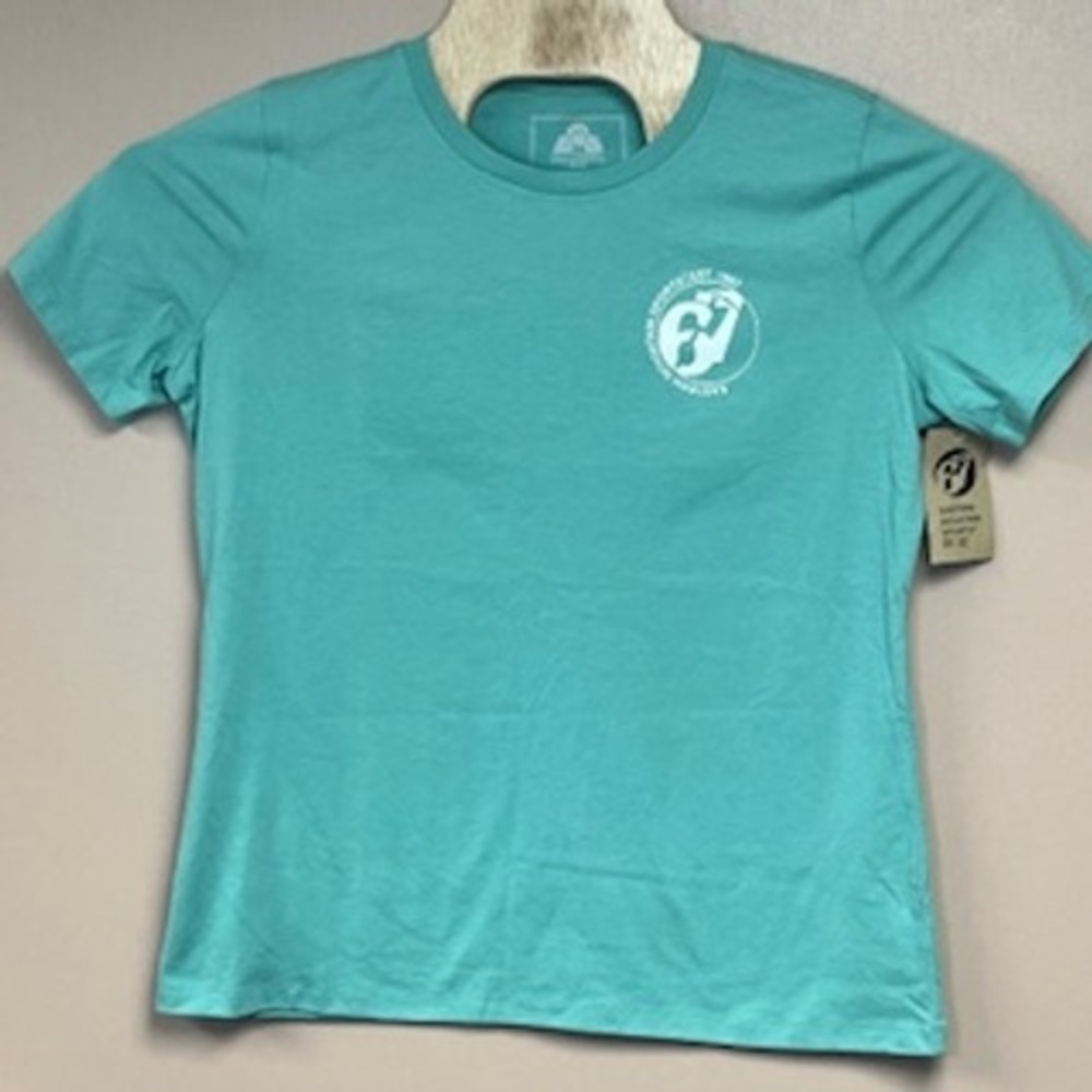 EMS Eastern Mountain Sports Womens Graphic Tee Wasabi Green Blue L NWT F23W2637